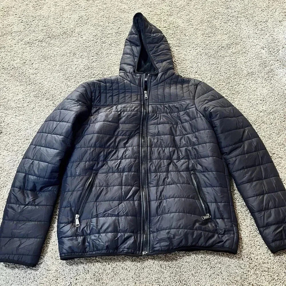 Hanton Men's Polyfill Puffer Jacket Black L Full Zip Pockets Soft Shell Packable - Picture 12 of 12